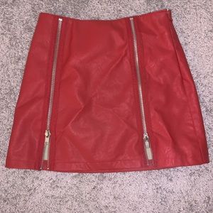 Faux Leather Zipper Skirt